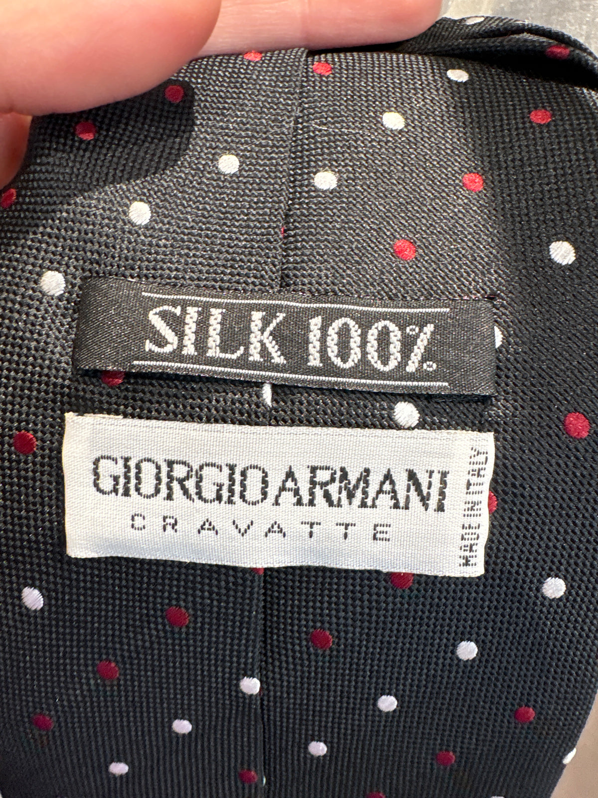 Cravata Giorgio Armani din mătase naturală plină cu buline