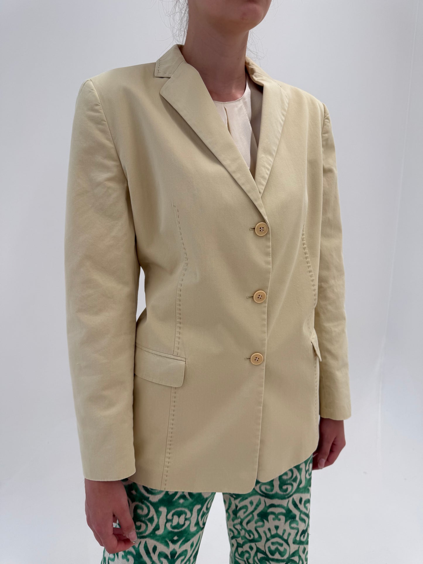 Sacou camel Burberry de vară din bumbac în croi actual