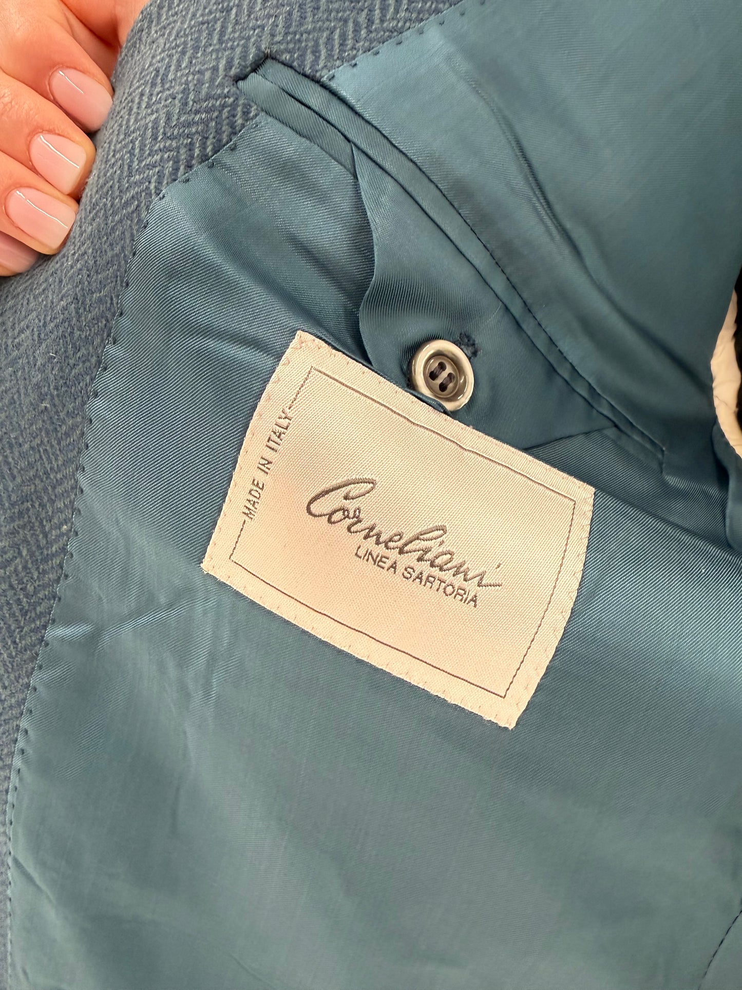 Sacou luxury Corneliani din stofă Chevron de lana si cașmir