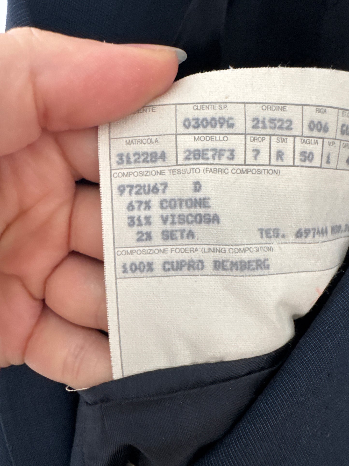 Sacou Gucci Navy din mătase naturală și bumbac tall incl croi actual