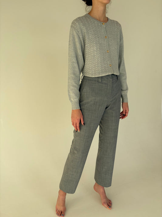 Pantaloni țigaretă tall din lana extrafina confort cu talie înaltă