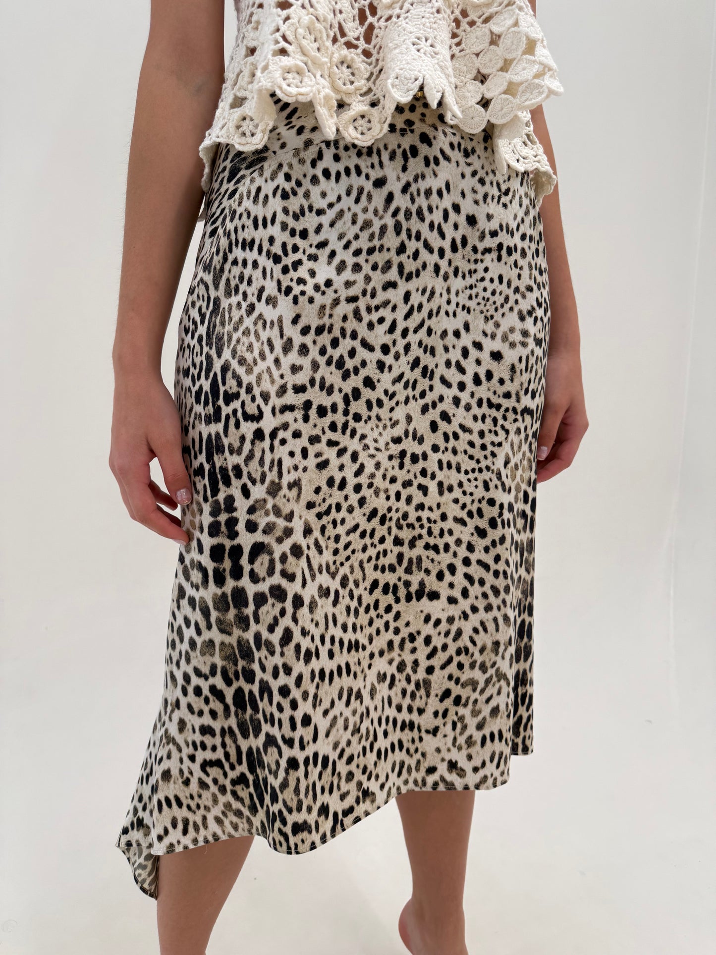 Fustă Roberto Cavalli din mătase matuala animal print -model iconic
