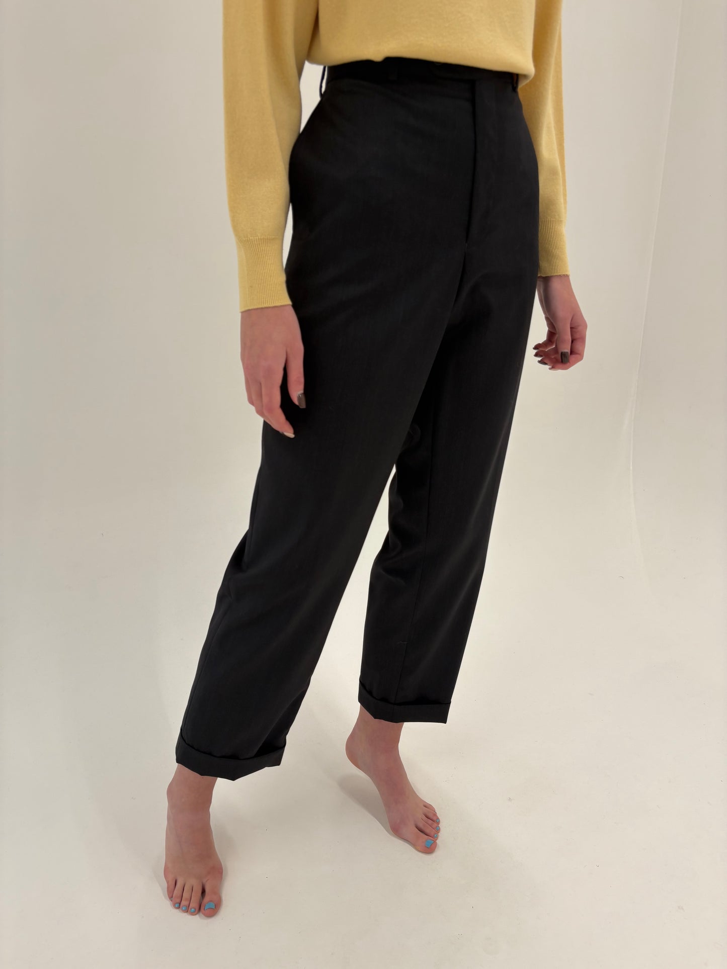 Pantaloni negri italienești din lana extrafina