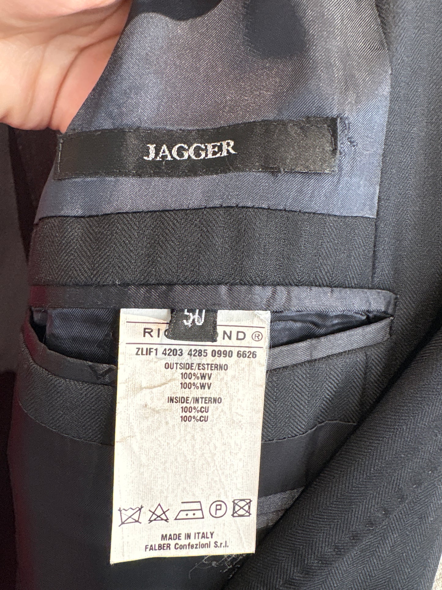Sacou luxury negru John Richmond în croi actual din lanita extrafina lightweight