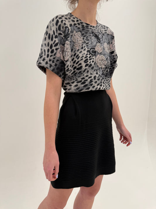 Fustă neagră mini Intrend by Max Mara din lana extrafina cu talie uktra înaltă