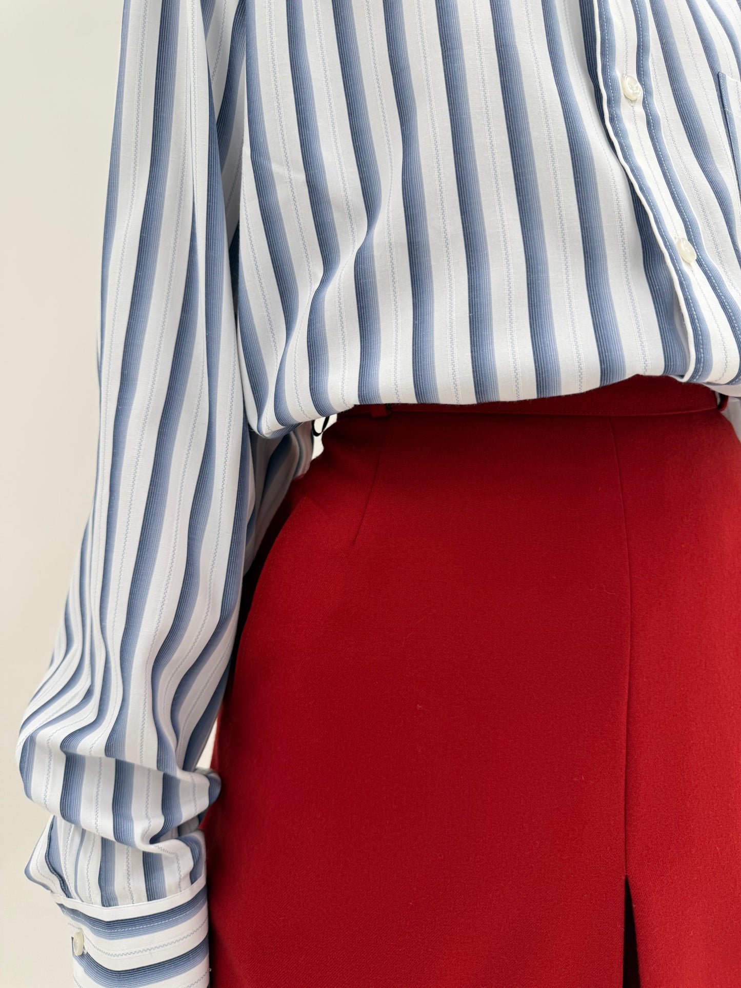 Fustă pantaloni cu talie ultra înaltă din lana extrafina cherry red