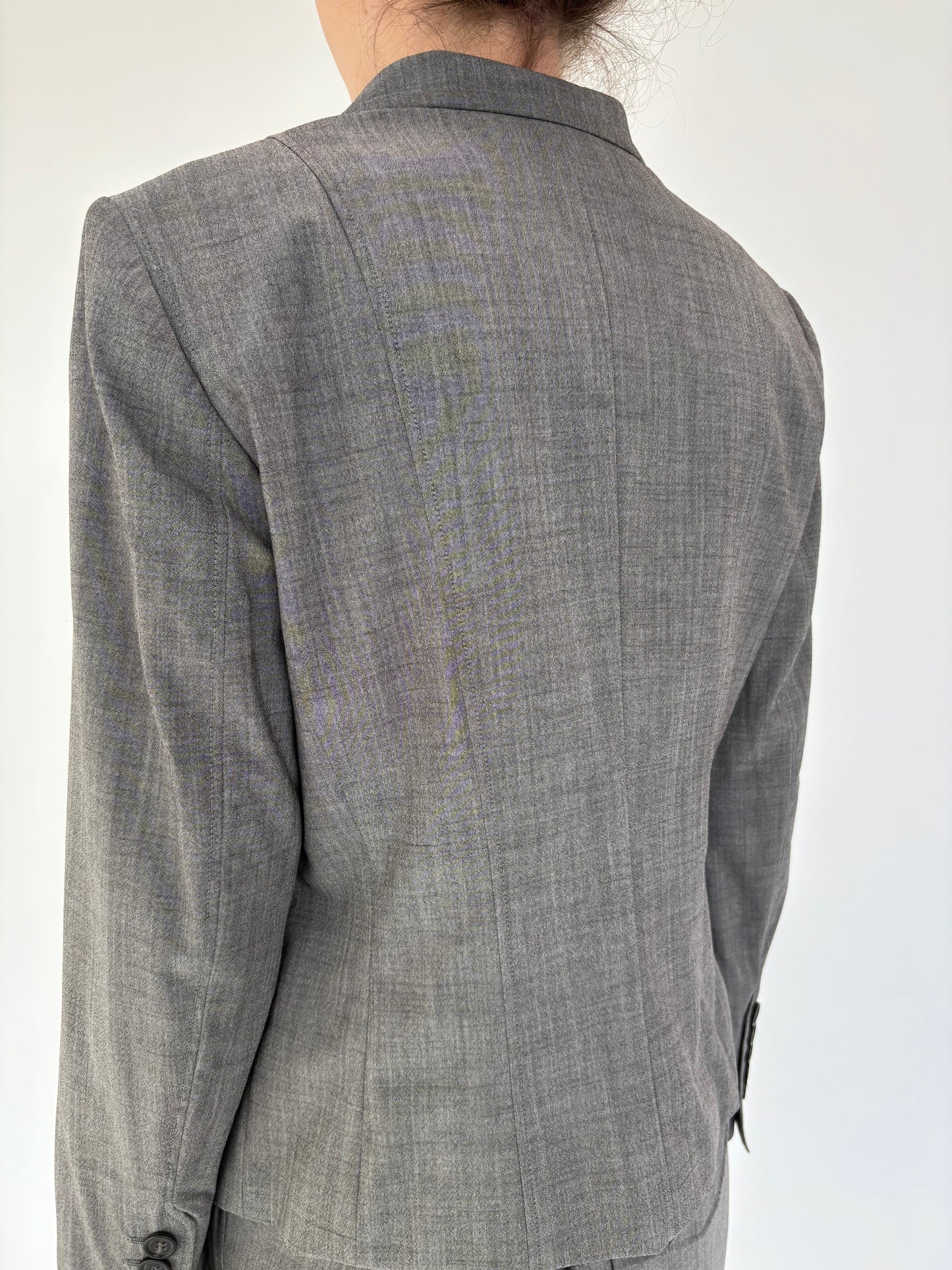 Costum luxury René Lezard cu pantaloni palazzo din stofă high end super 140’s