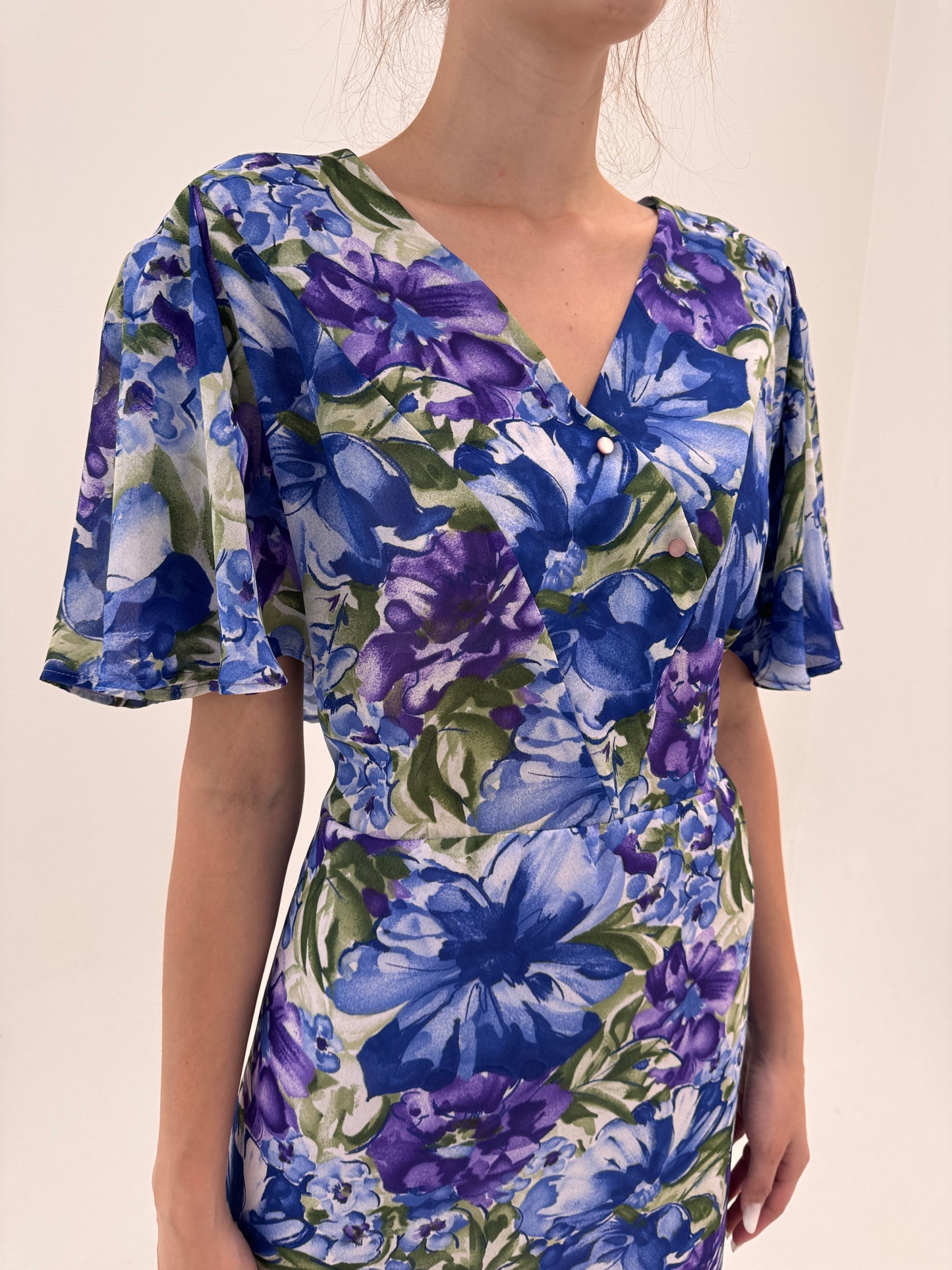 Rochie vintage în culori superbe super vaporoasă cu talie generoasă
