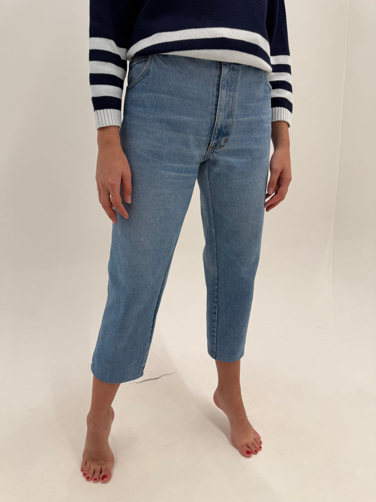 Jeans vintage petite classic wash din jeans vintage gros premium