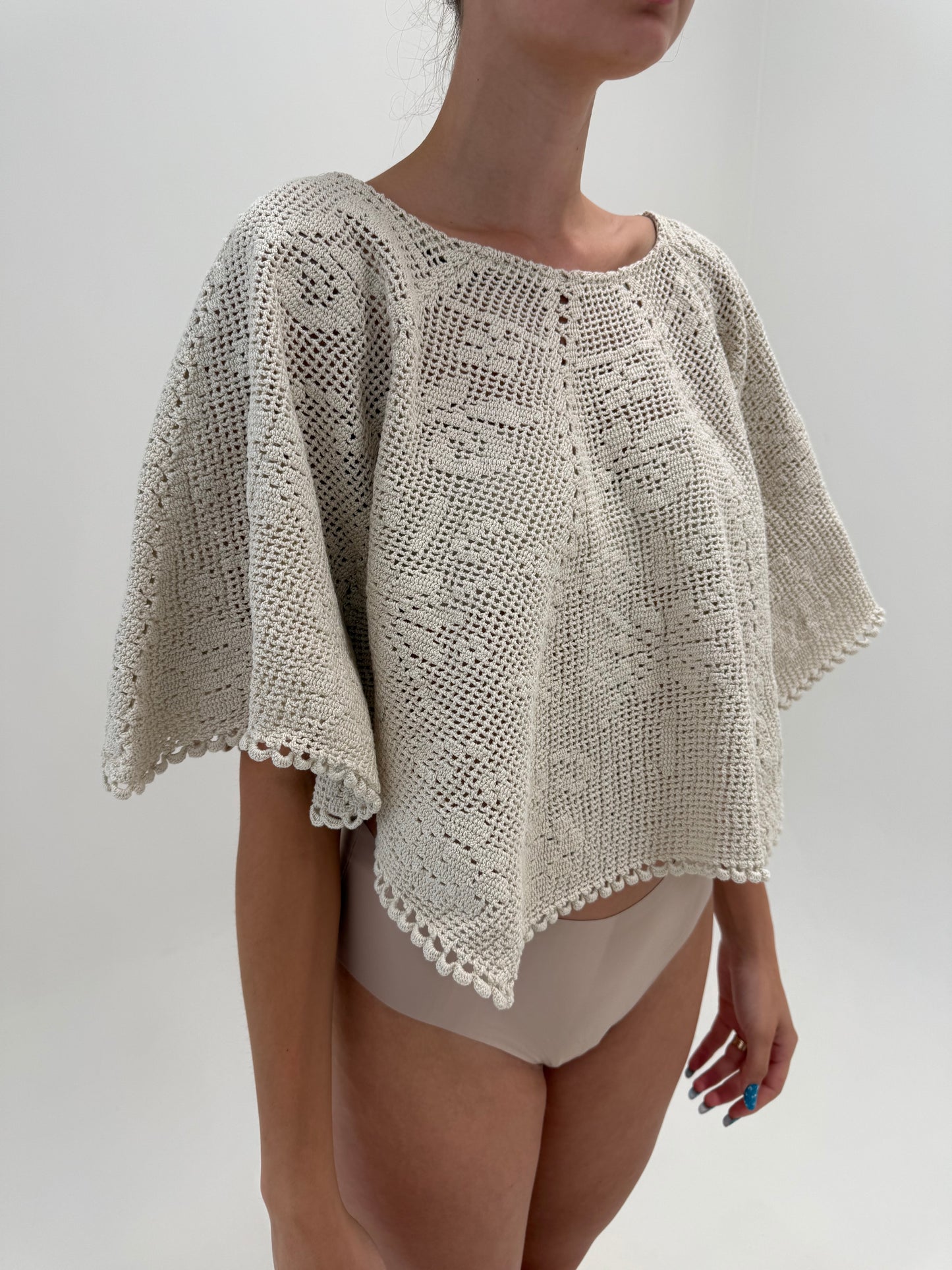 Top excepțional din macrame lucrat manual sand nude ultra confort