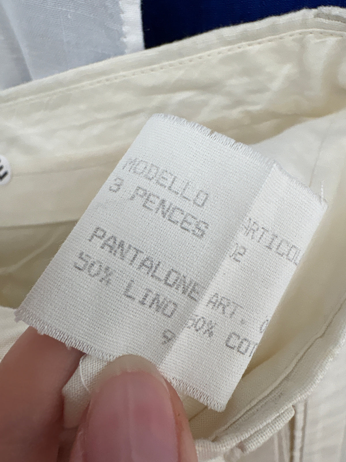 Pantaloni tall din pânză de in cu bumbac cu pense butter white