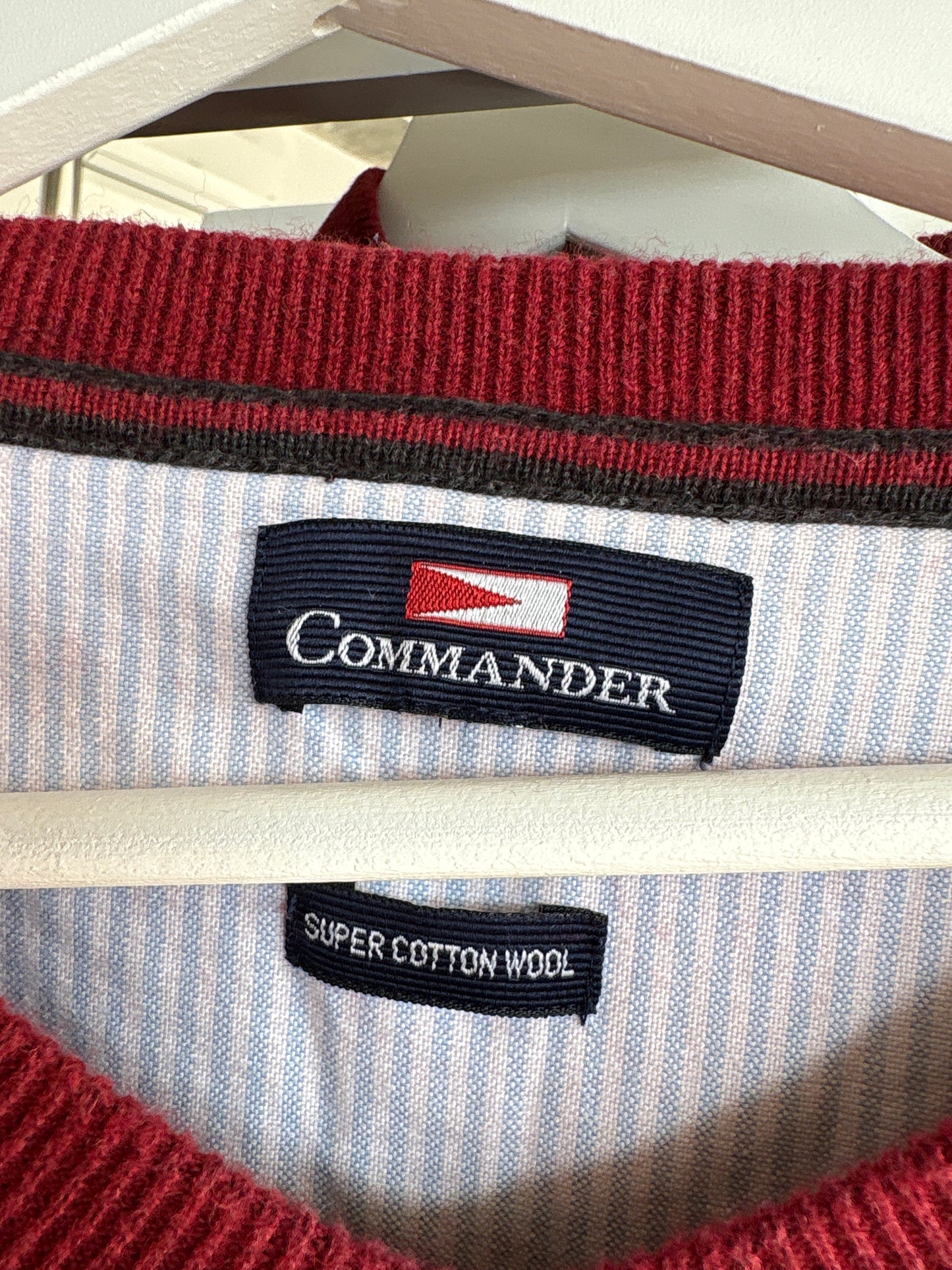 Pulover dark red din lana extrafina si bumbac de gramaj mare în anchior