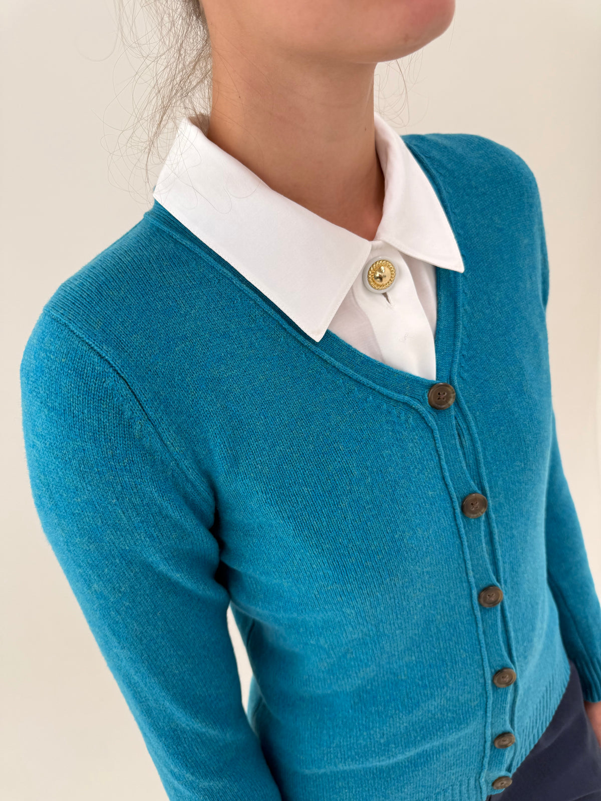 Cardigan real blue din lana extrafina pura certificată