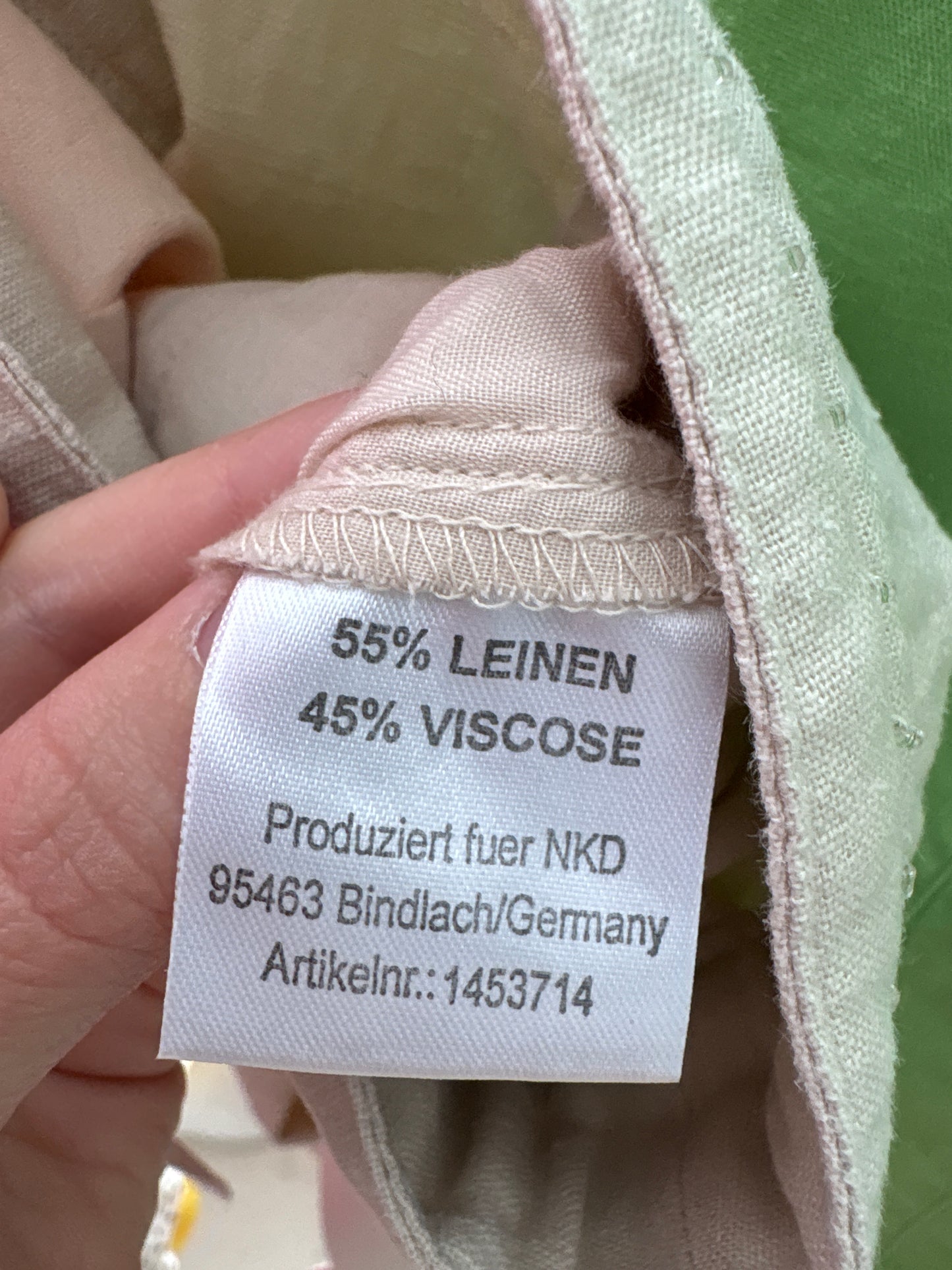 Pantaloni sand nude din pânză cu talie reglabilă în croi drept cu aplicații manuale