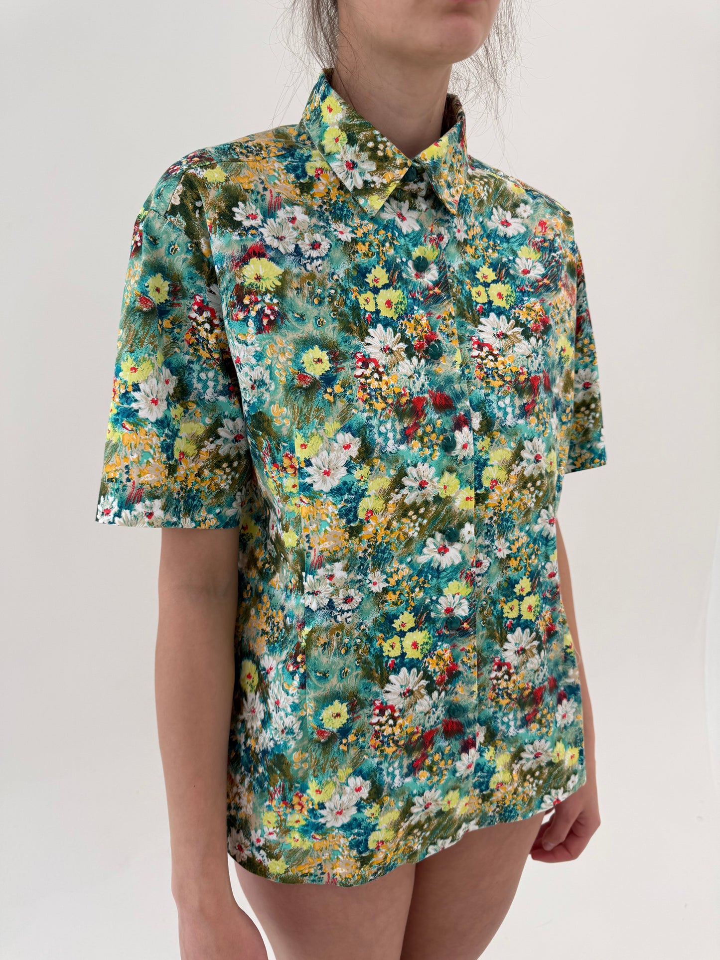 Deux piece vintage din poplin excepțional de bumbac cu print floral