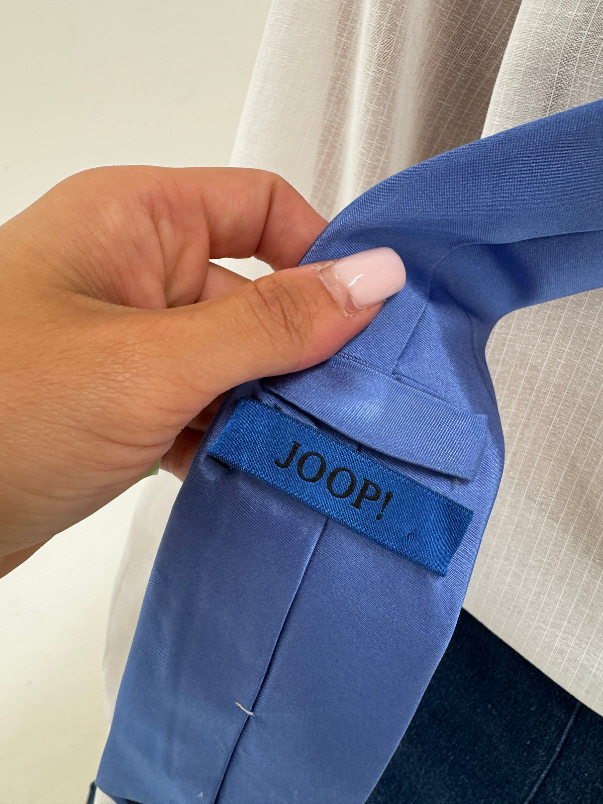 Cravata Joop din mătase naturală jacquard albastru cu silver gray