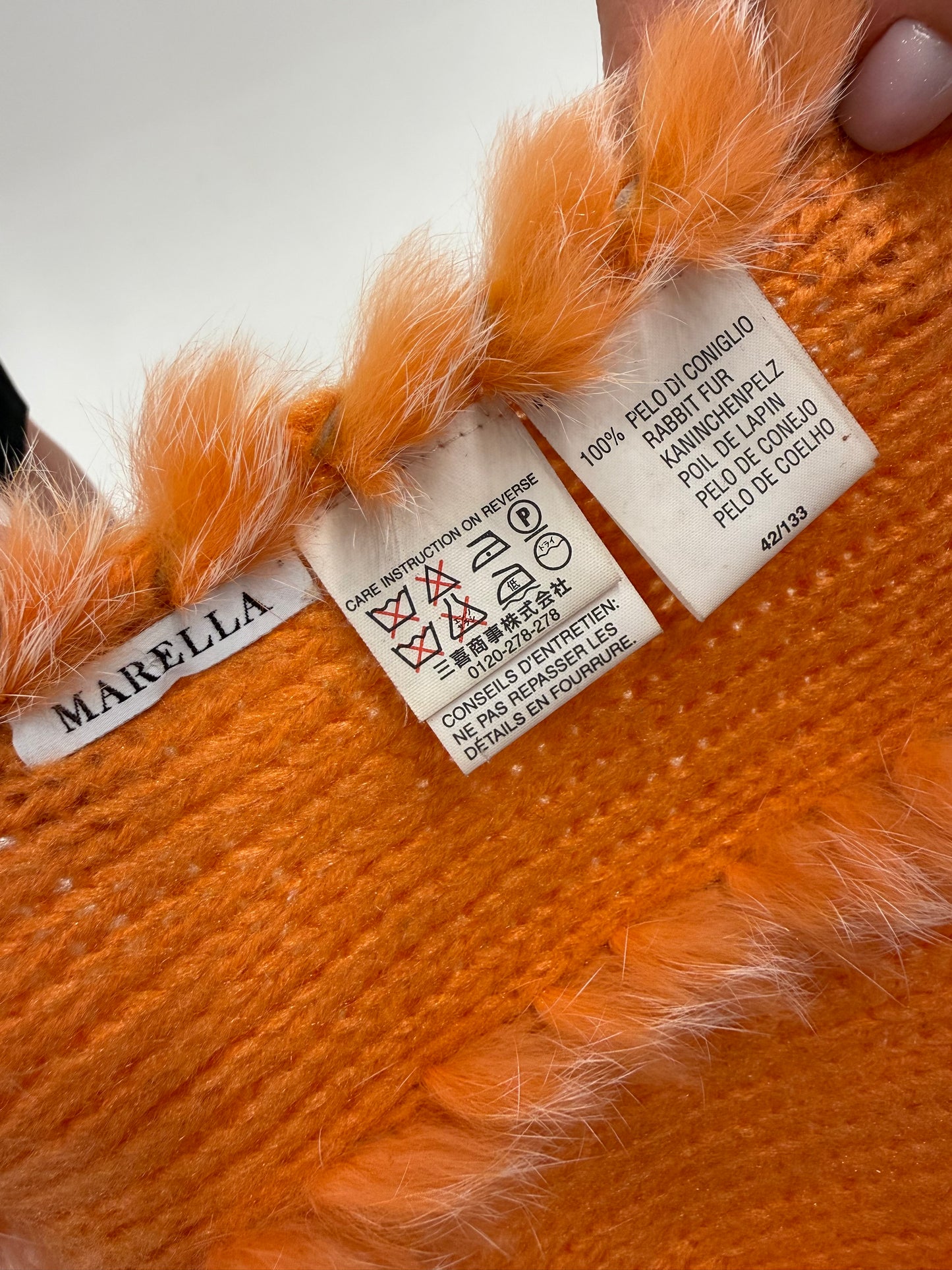 Fular Marella by Max Mara cu blană naturală  oranj