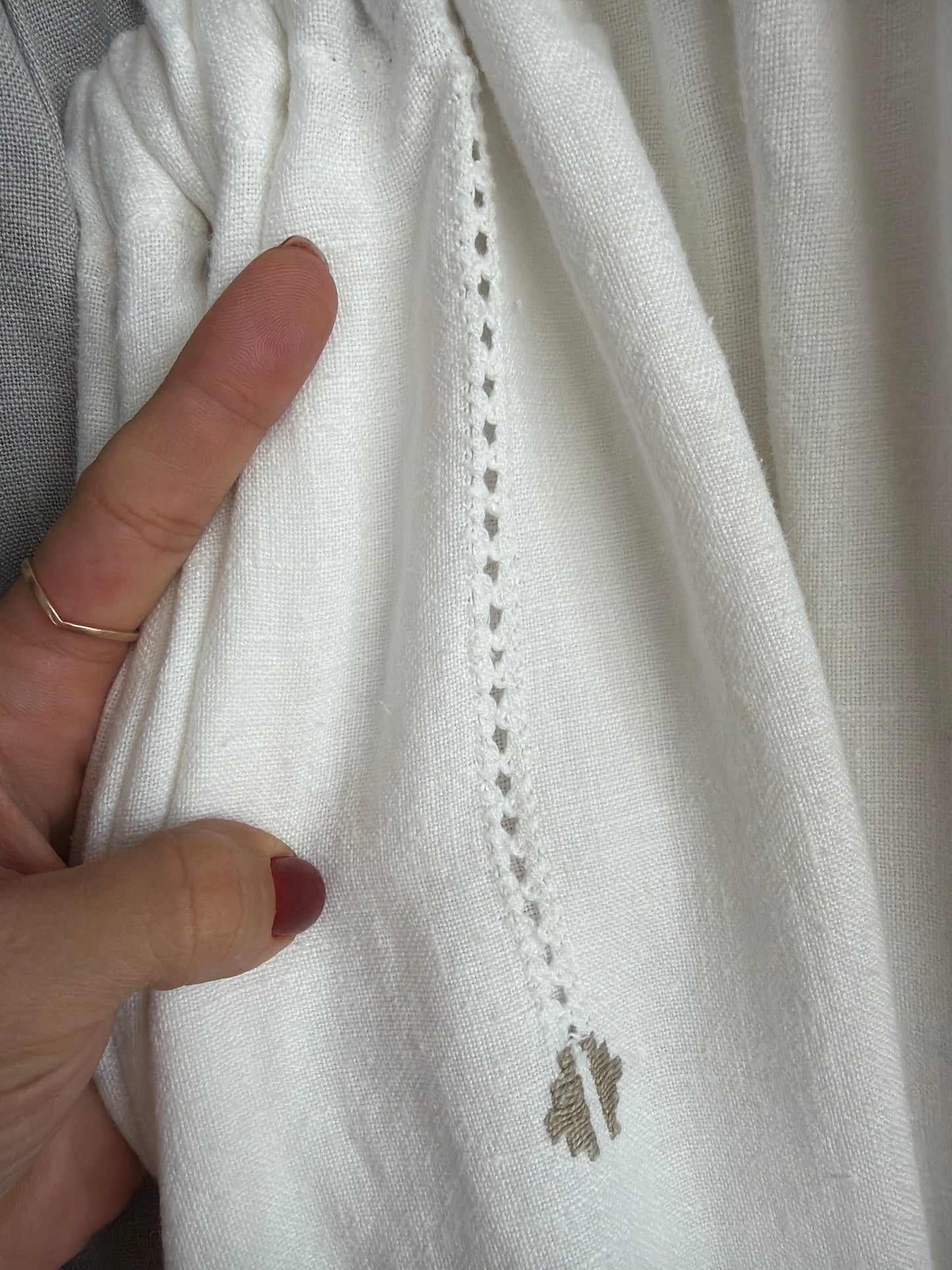 Fustă maxi din pânză excepțională moale și fină de in cu broderie manuală