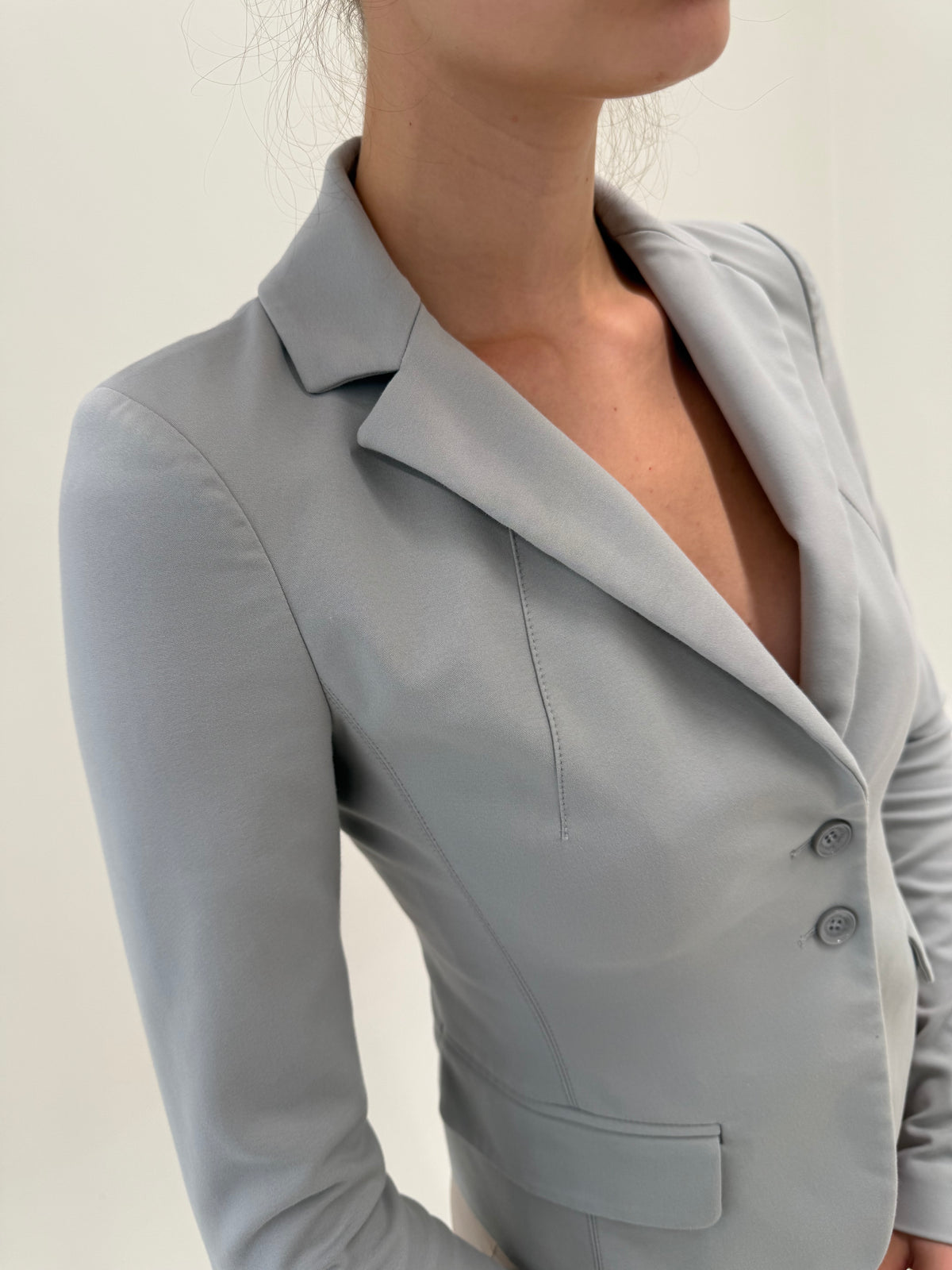 Sacou ultra cambrat Patrizia Pepe cin poplin modelator silver gray