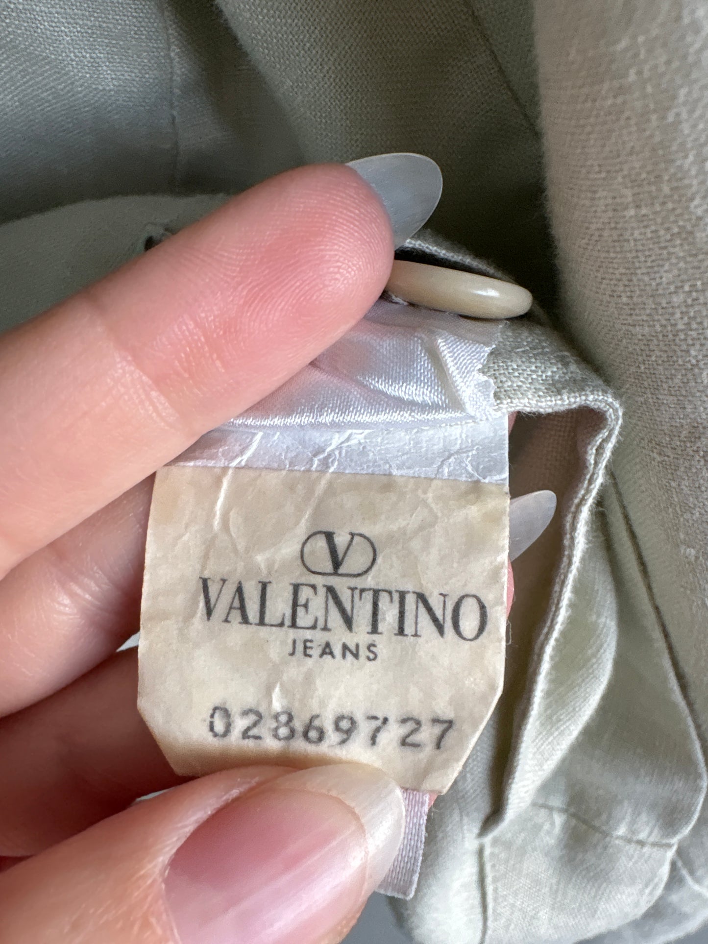 Jacheta Valentino petite din in excepțional în croi minimalist light Sage green