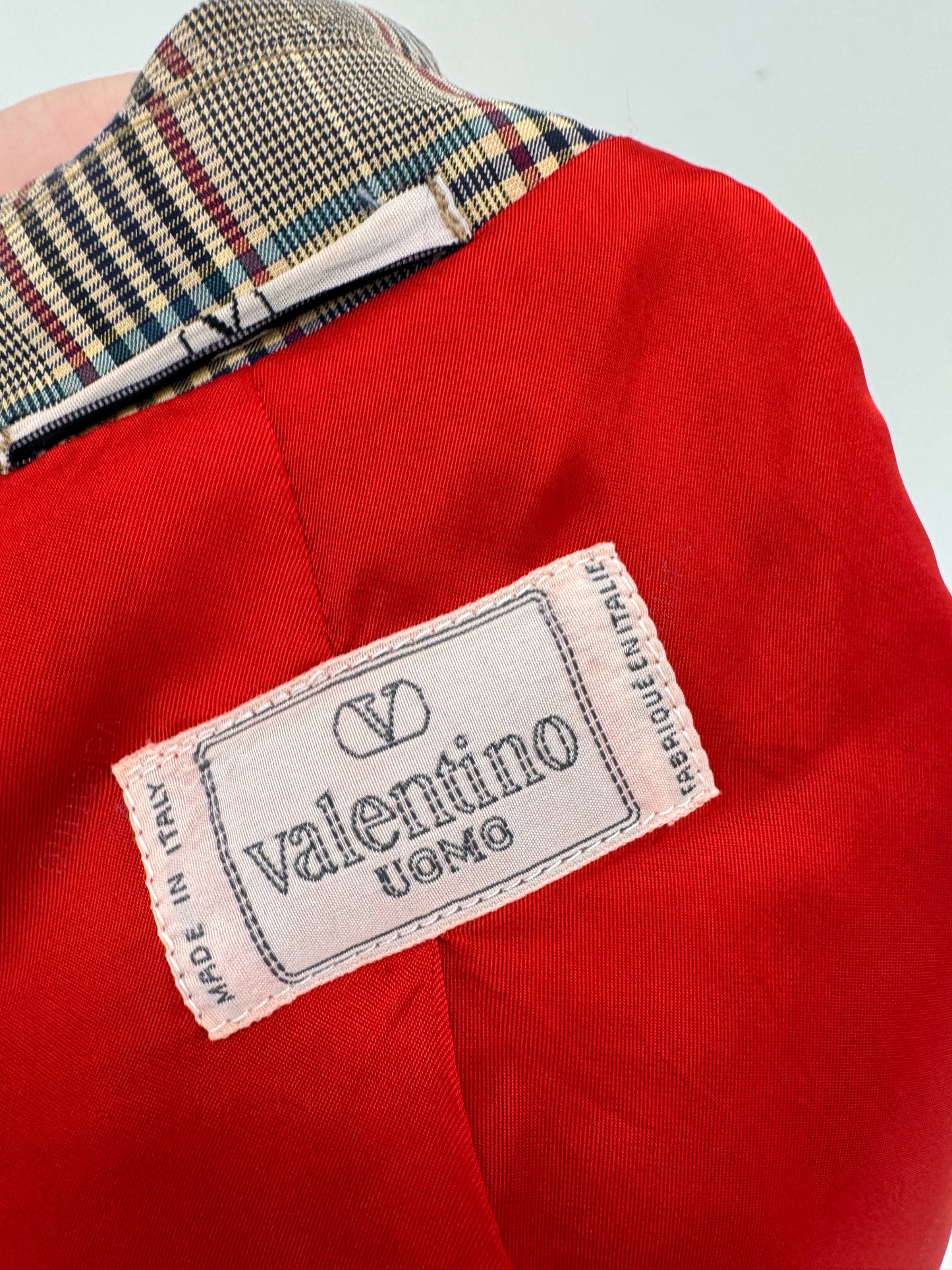 Sacou Valentino vintage din stofă de bumbac in carouri Prince of Wales