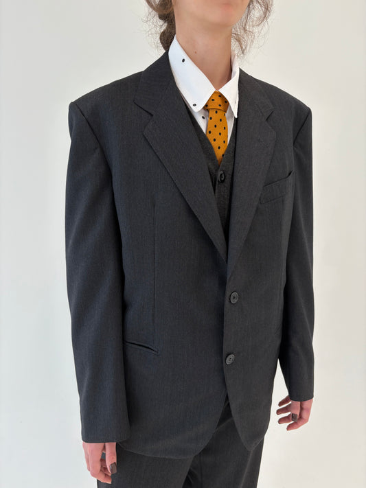 Sacou charcoal gray din lana englezească extrafina in croi actual