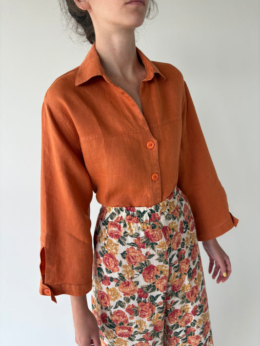 Cămașa din in premium jasper orange