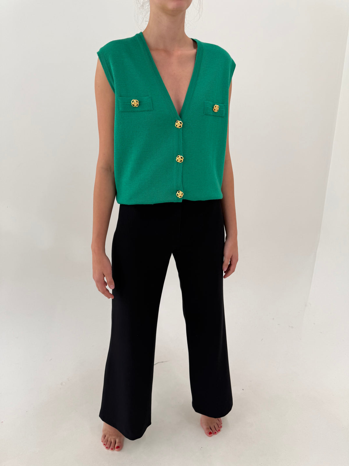 Pantaloni negri evazați din lana extafina modelatoare tall