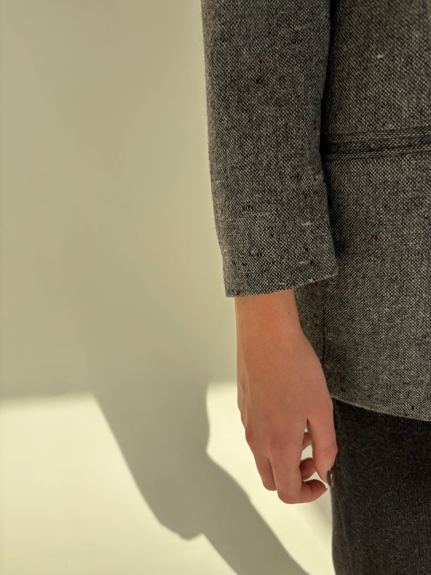 Sacou luxury petite din tweed de alpaka și mohair cu inserții burgundy