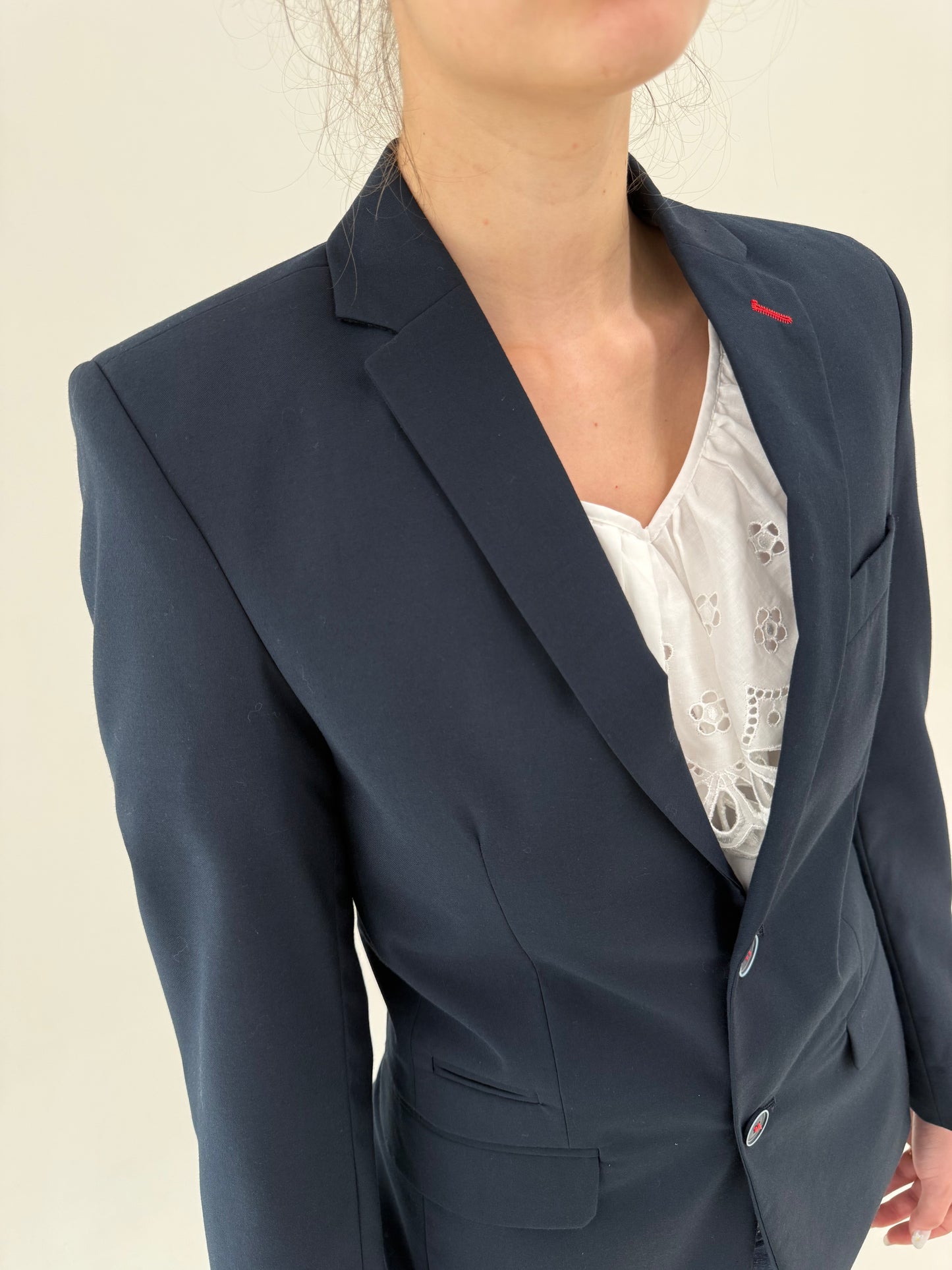 Sacou Navy tall in croi actual din stofita de sezon cald