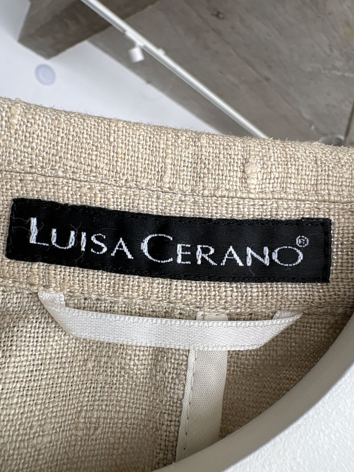 Sacou luxury Luisa Cerano din pânză excepțională de in ușor structurată sand nude