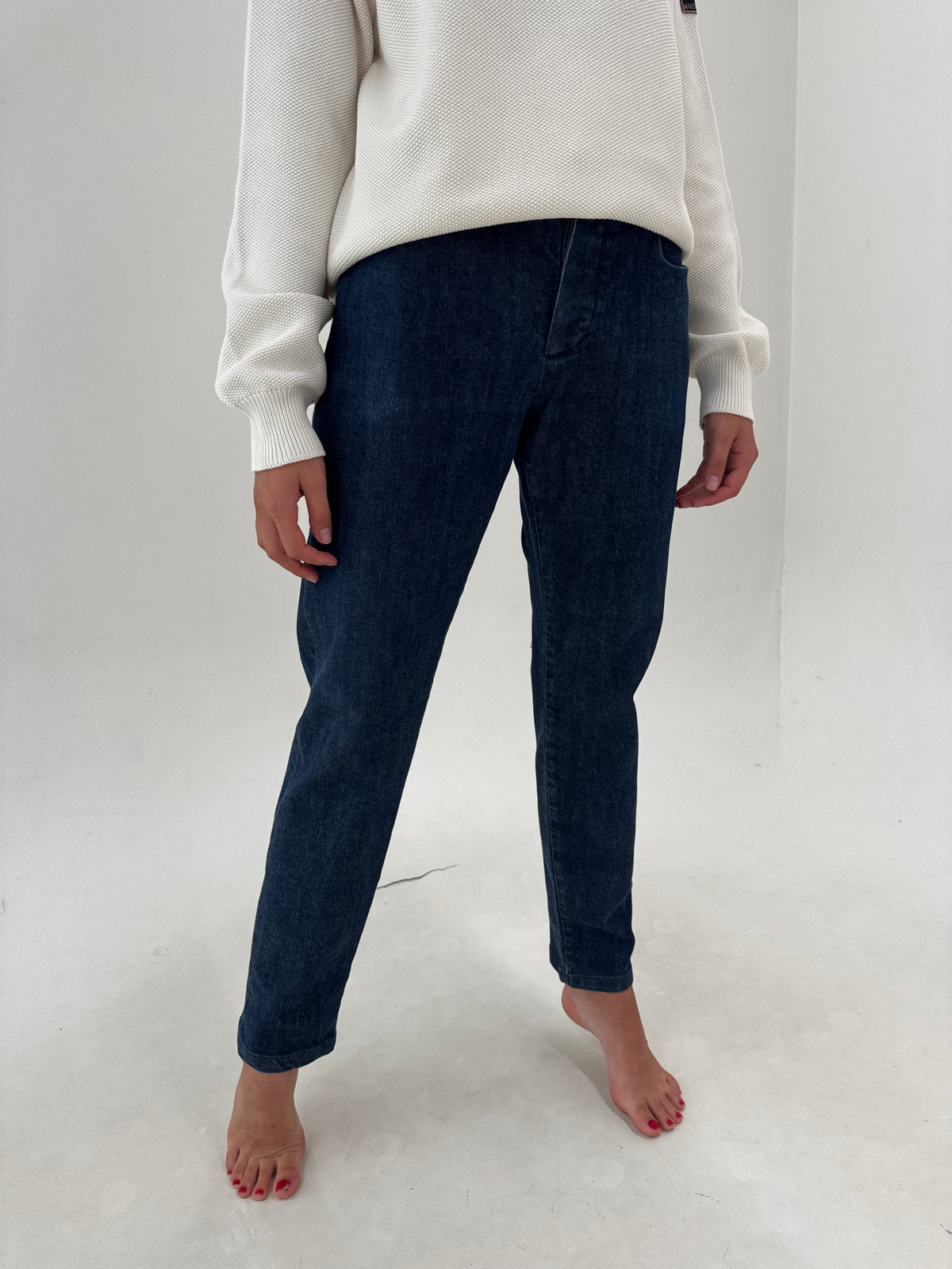 Jeans Armani tall din bumbac plin classic wash straight leg