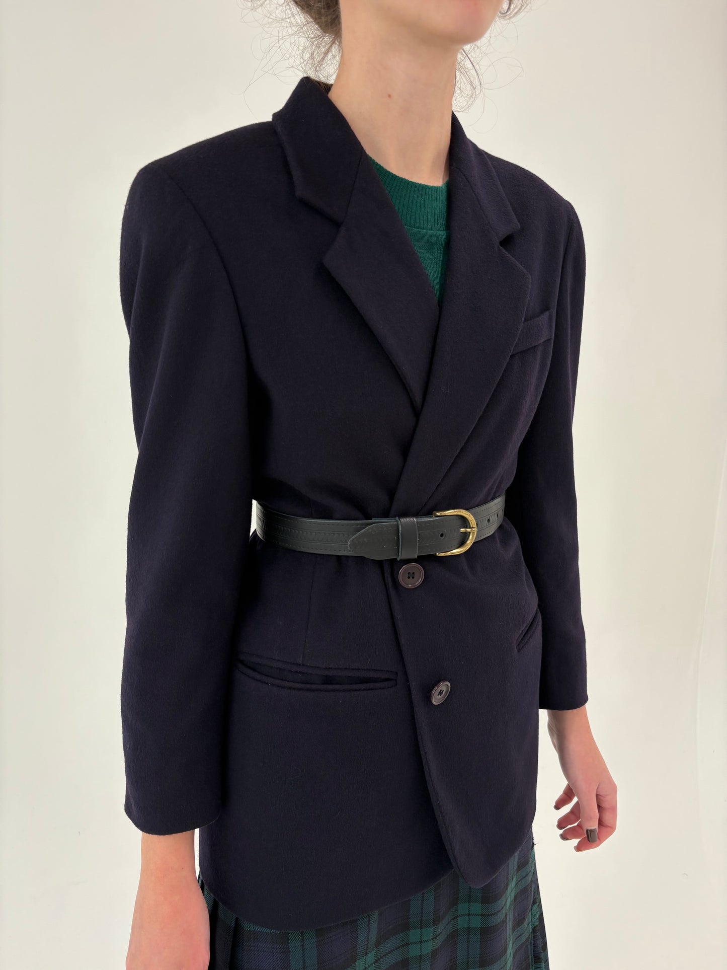 Sacou petite Navy din stofă plină de lana cu cașmir