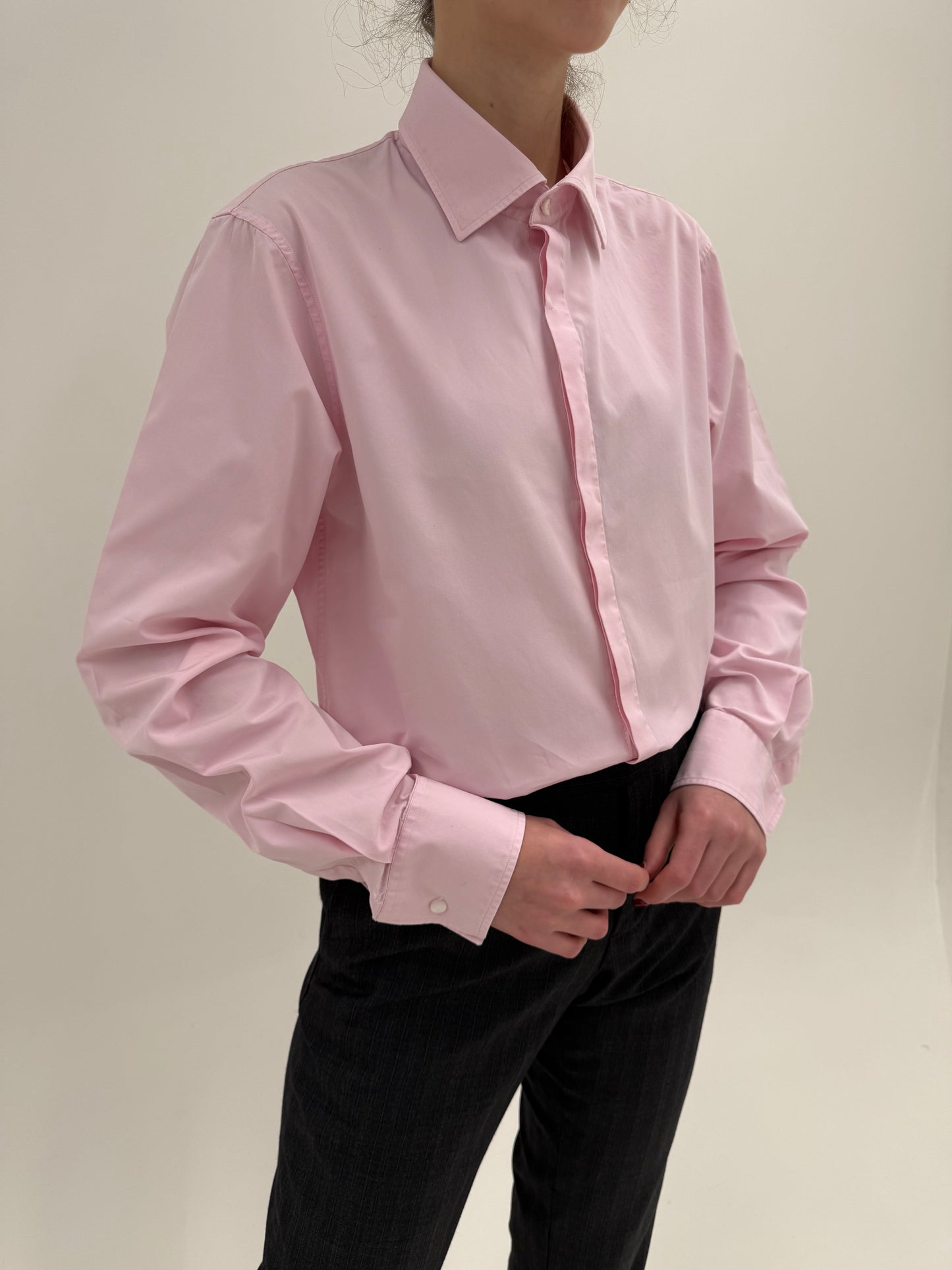 Cămașa tall Dsquared2 din bumbac egiptean în croi actual powder pink