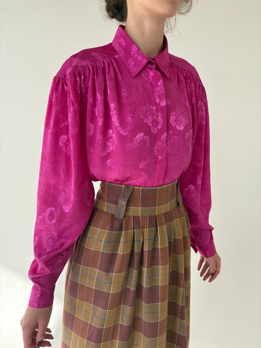 Cămașa vintage petite fucsia din jacquard