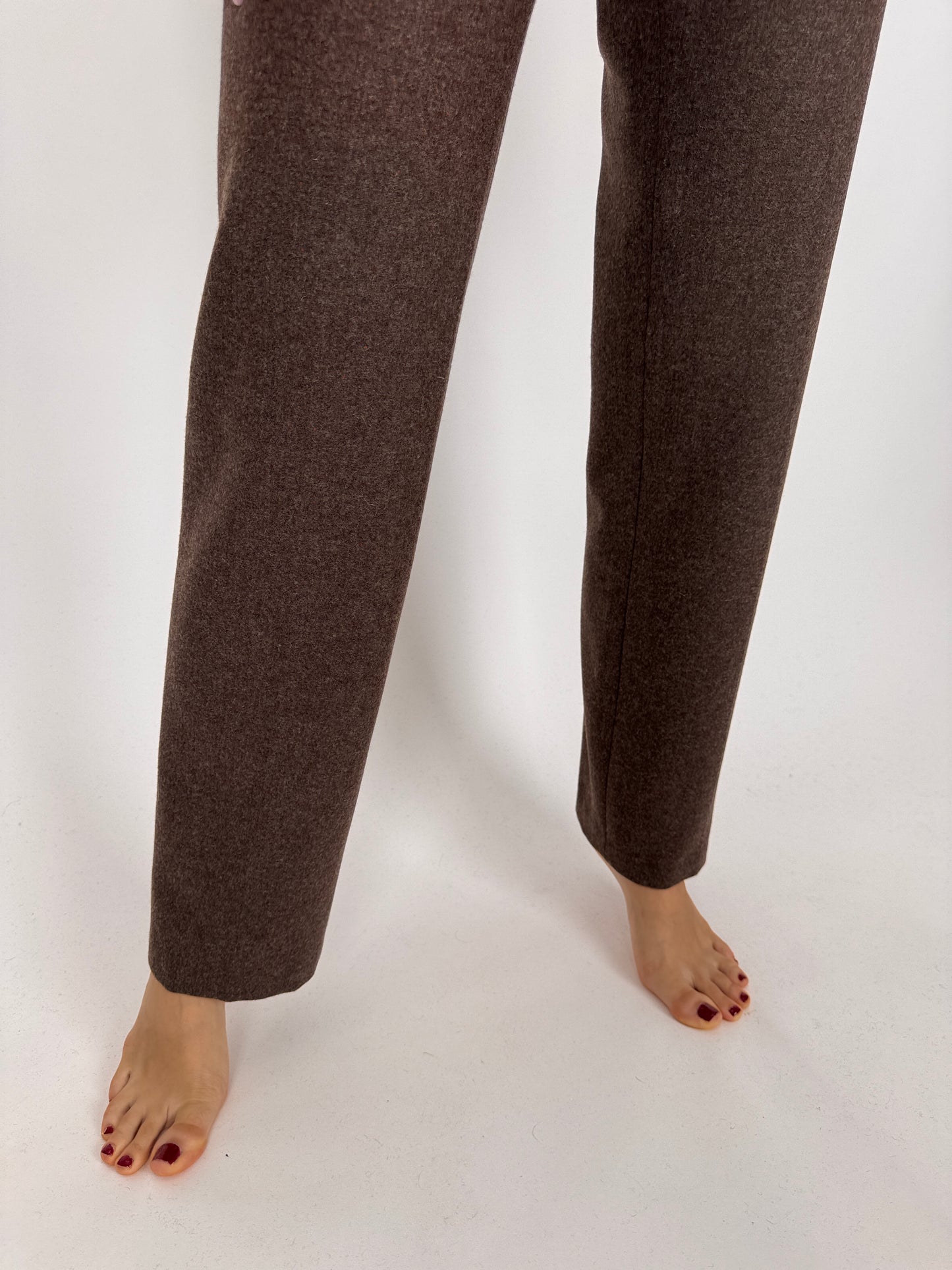 Pantaloni tall old stock noi din stofă groasă de lana chocolate brown