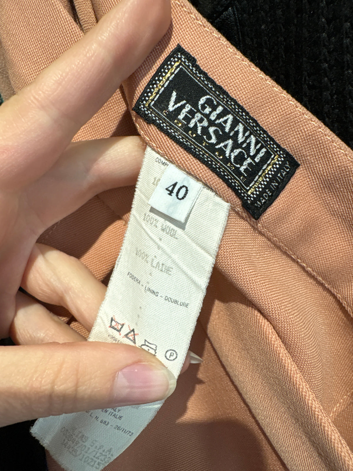 Pantaloni Versace vintage dusty powder pink din lana extrafina