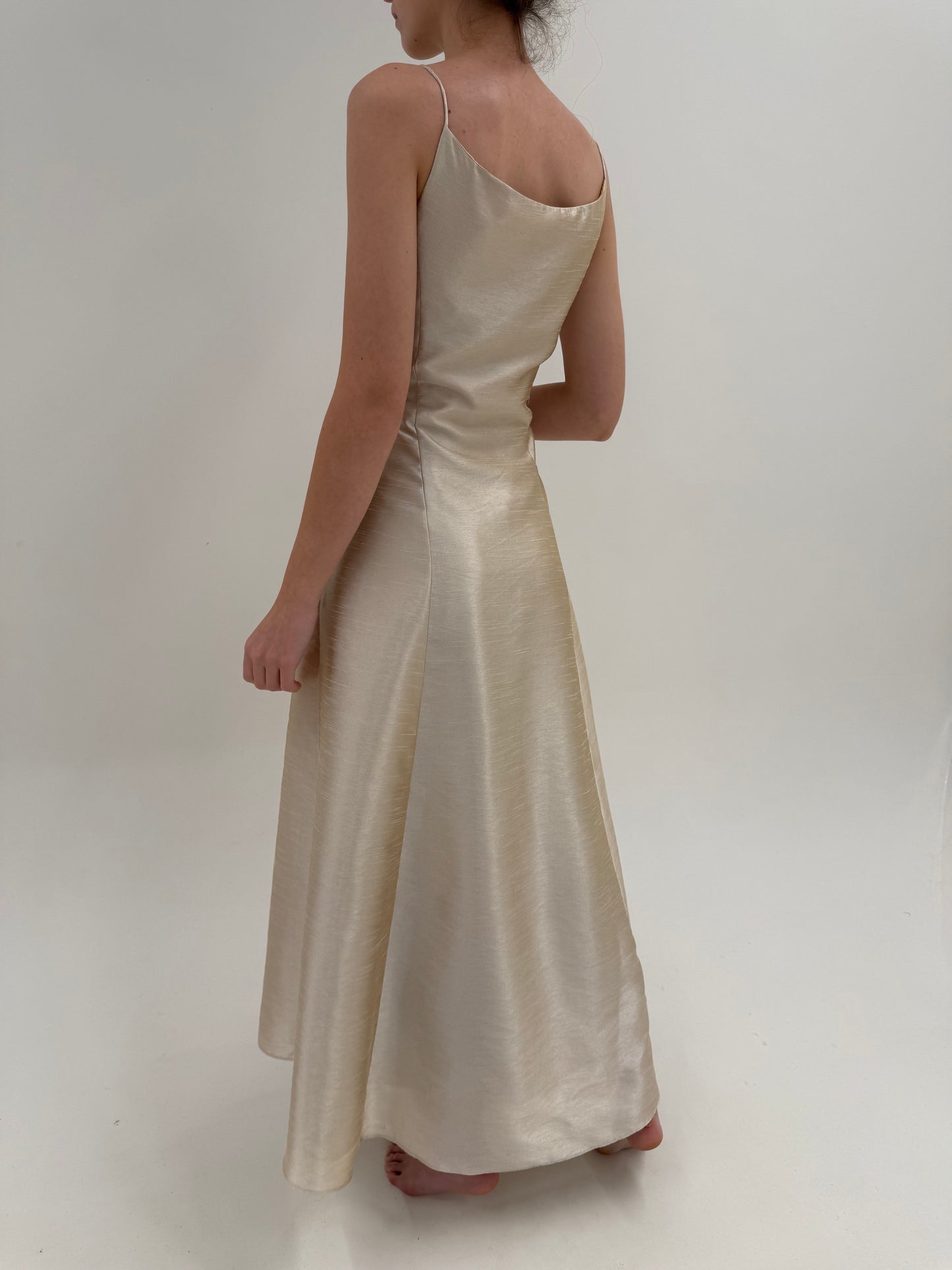 Rochie vintage maxi perlata din shantung cu stole inclus asortat