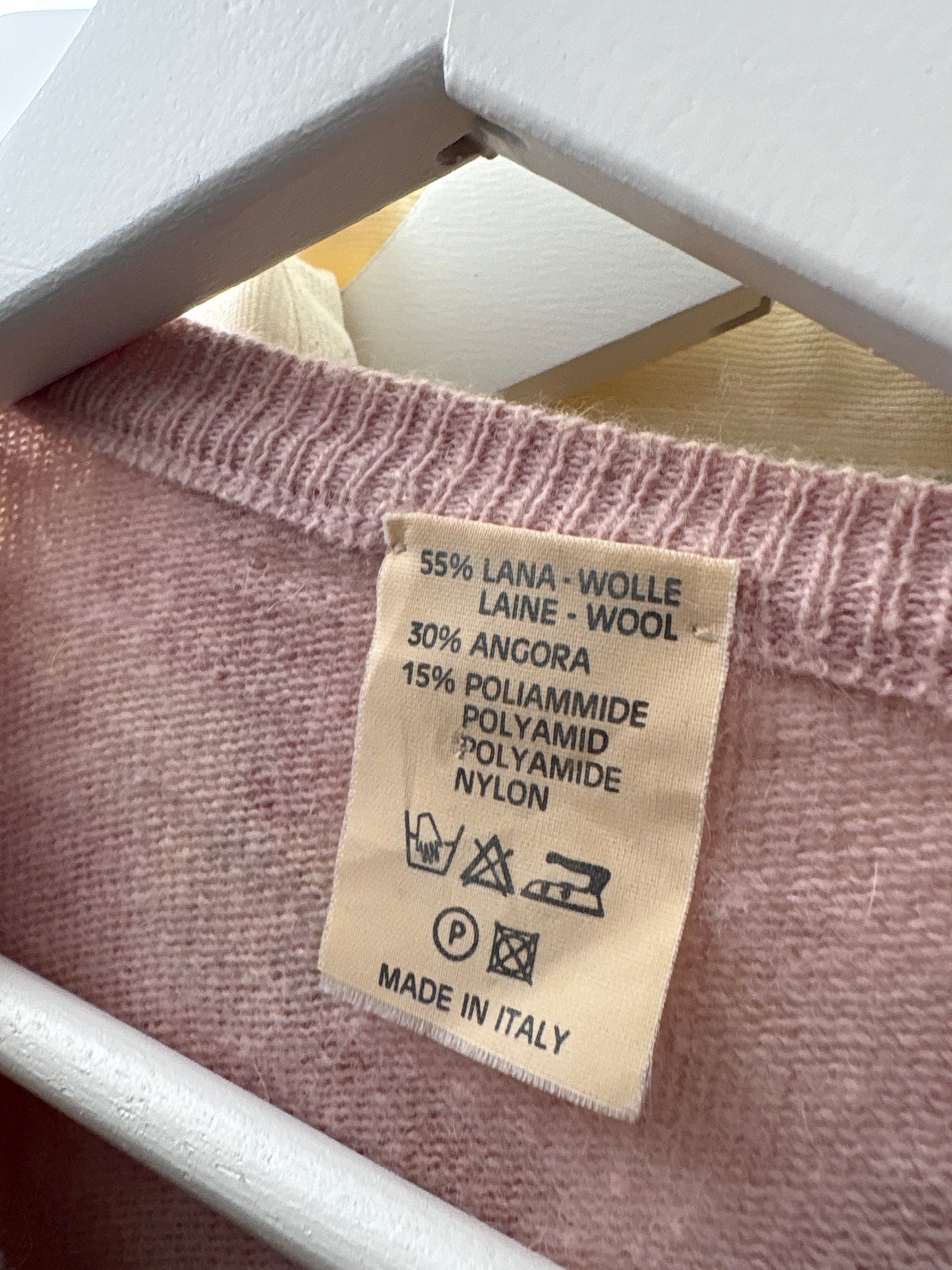 Cardigan vintage italian dusty powder pink din lana extrafina și Angora