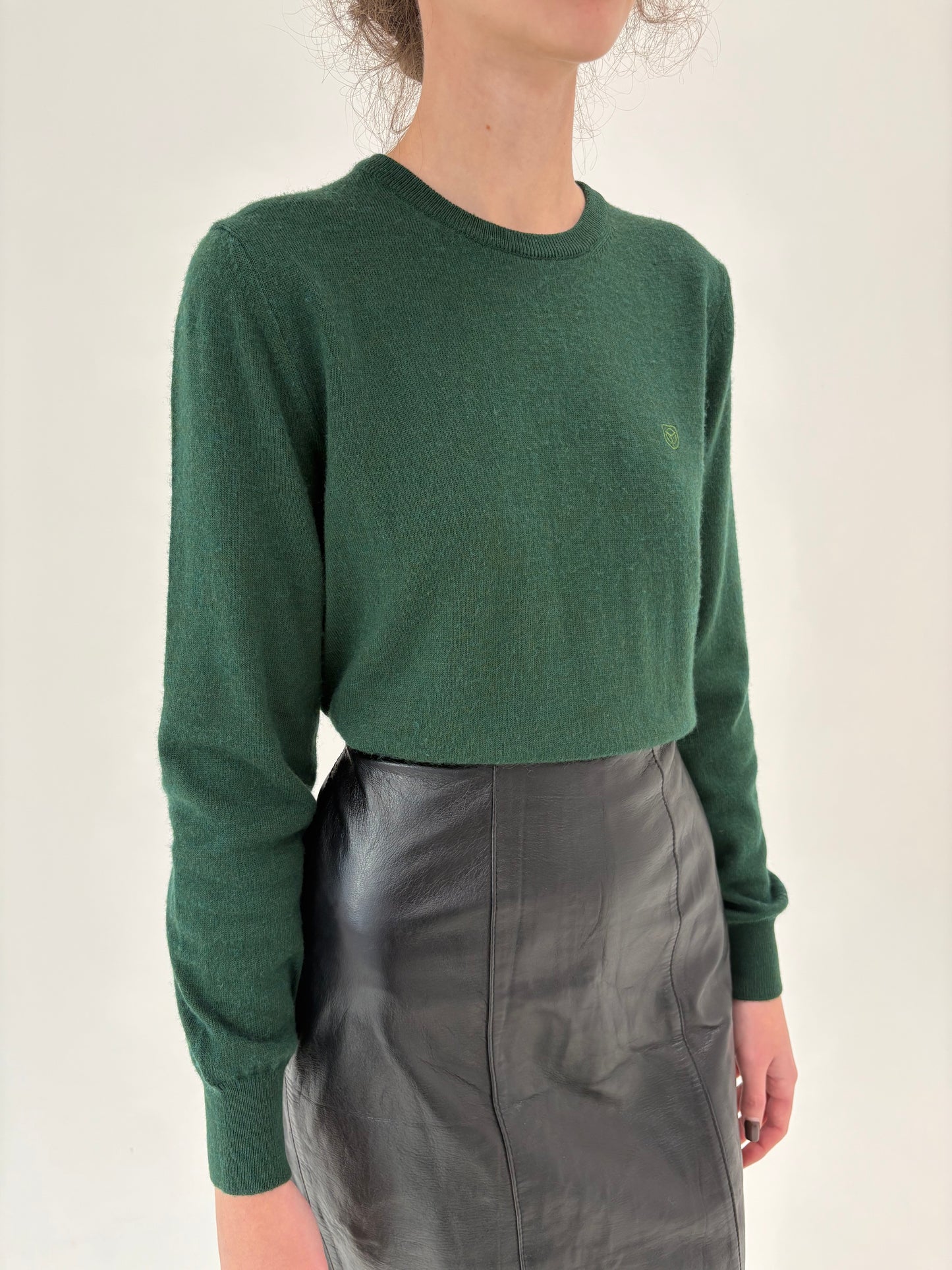 Pulover forest green din lana extrafina de gramaj mare