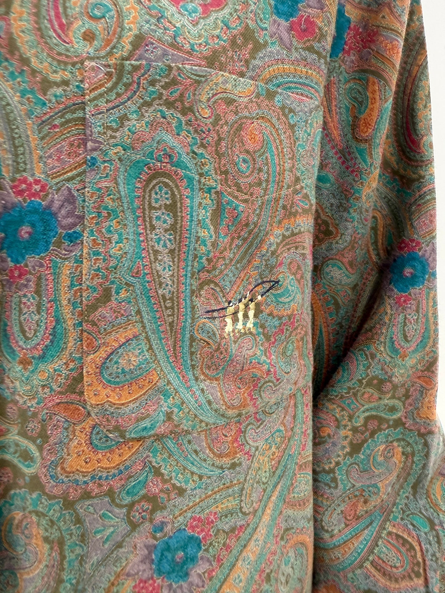Cămașa vintage italiană în croi lejer cu print paisley superb din bumbac gros