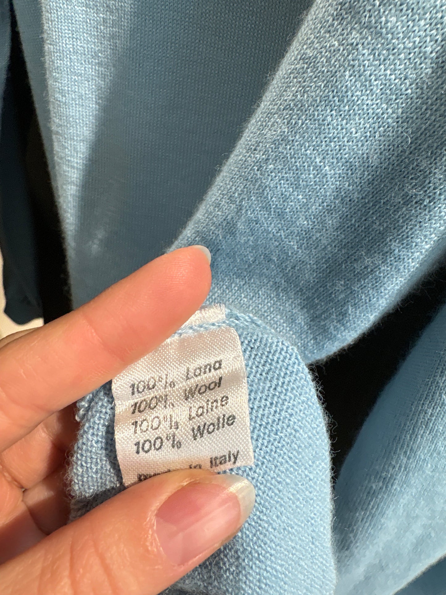 Pulover baby blue tall din lana merino extrafina de gramaj mare