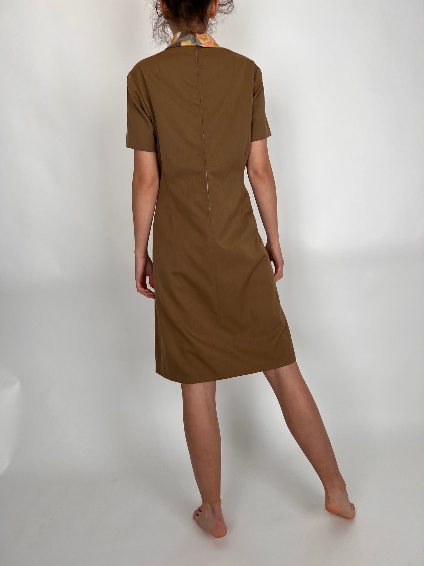 Rochie vintage din lana extrafina caramel