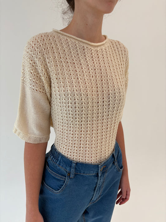 Top vintage butter nude lucrat manual din lana extrafina