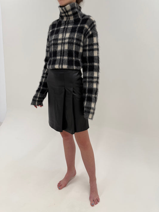 Fustă Escada din piele naturală Nappa plisată extrem de moale și fină