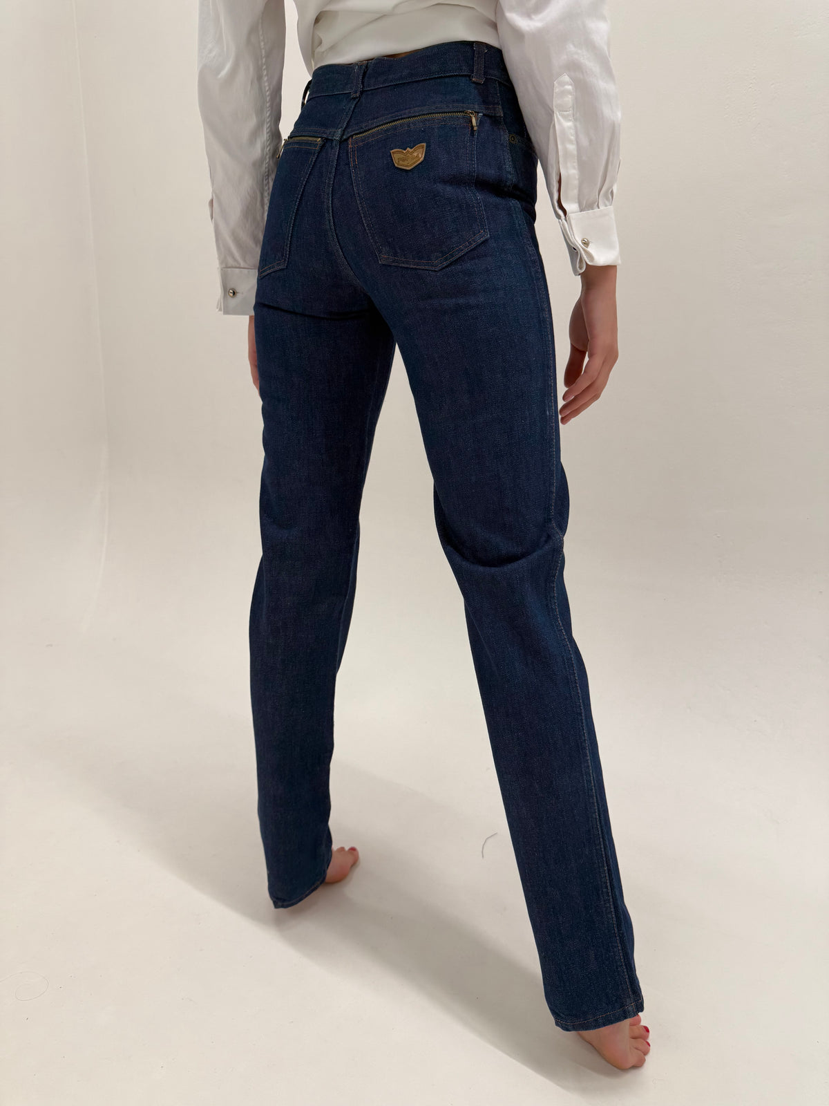 Jeans old vintage tall din material excepțional straight leg darker wash