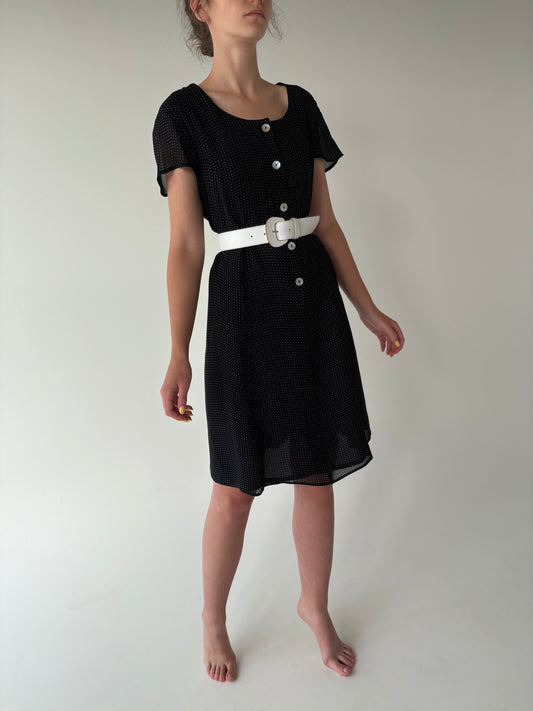 LBD vintage cu bulinuțe ivoire