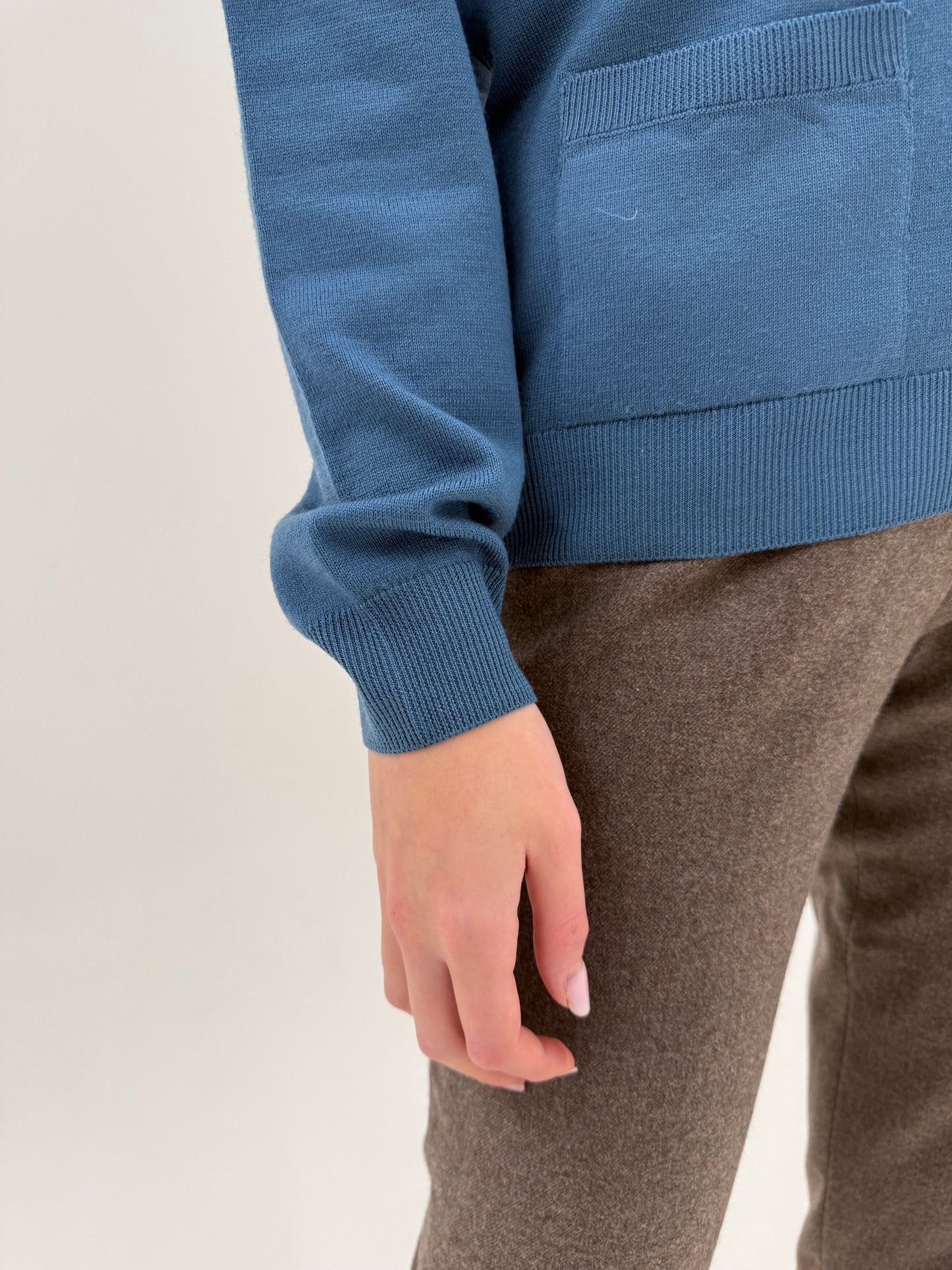 Set din lana merino extrafina pura certificată jeans blue