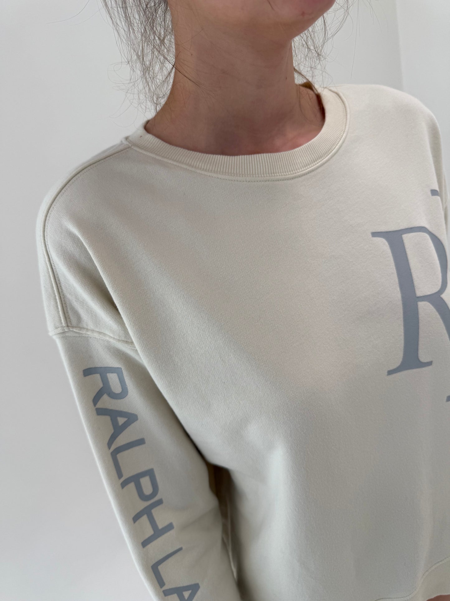 Bluză sport Ralph Lauren off white din material excepțional în croi oversized