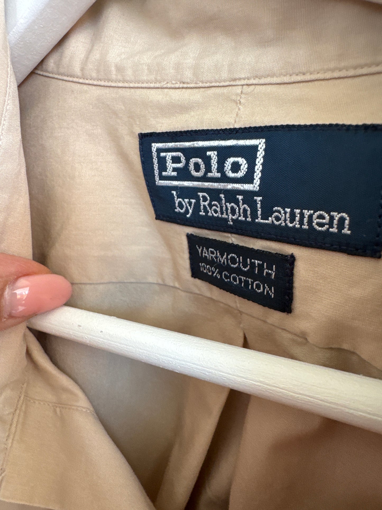 Cămașa camel Ralph Lauren din bumbac plin în croi lejer